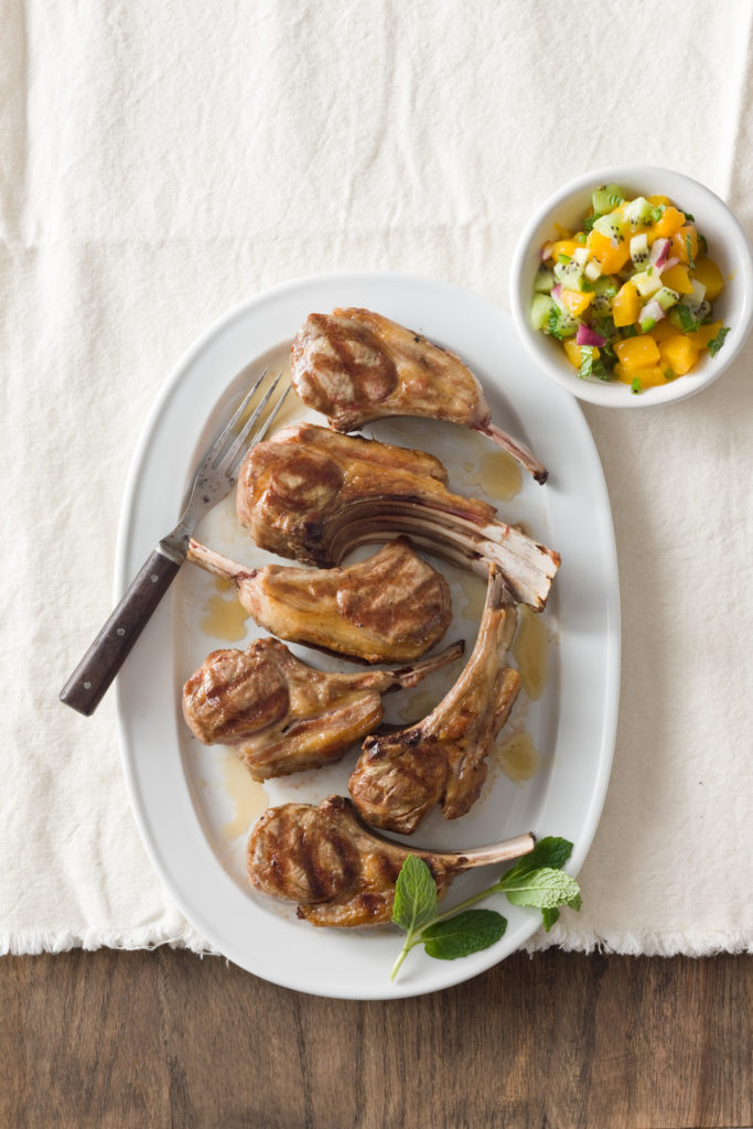 Grilled Lamb Chops with Kiwi Mango Relish