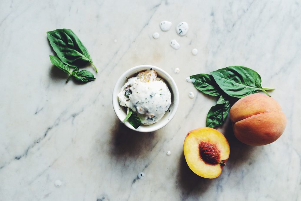 Peach and Basil Ice Cream Image