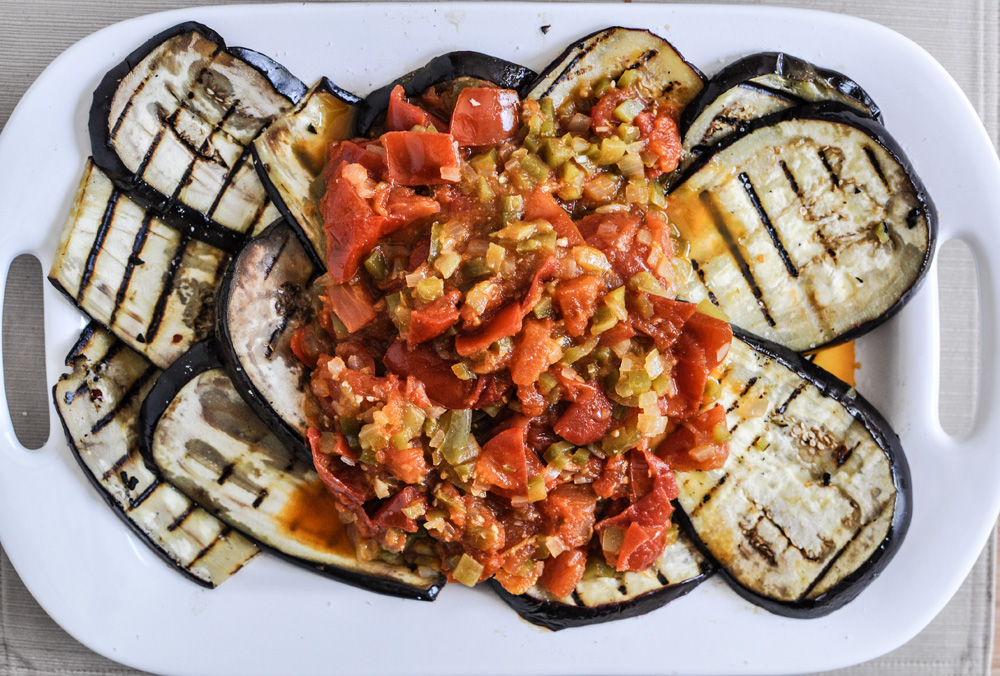 Fire-Grilled Eggplant with Sweet Tomato Gravy