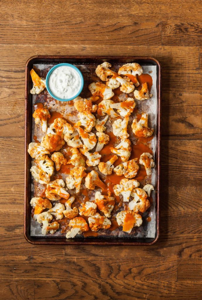 Buffalo Cauliflower Bites with Blue Cheese Dipping Sauce