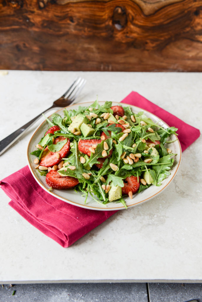 Avocado-Strawberry Salad with Toasted Pine Nuts