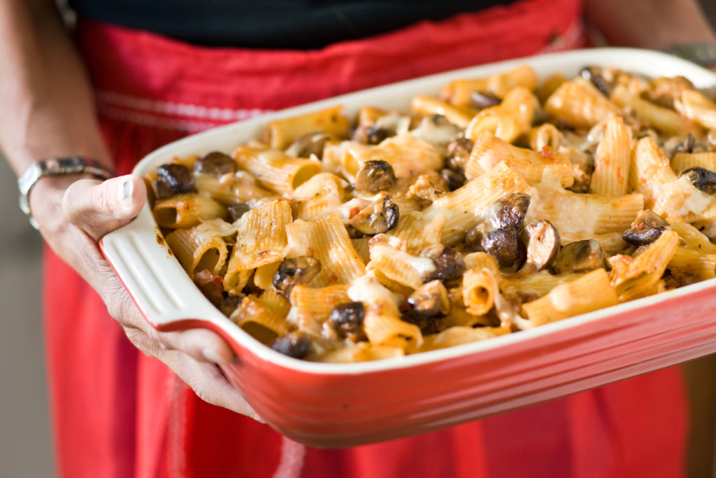 Baked Pasta with Sausage, Mushrooms and Fontina Image