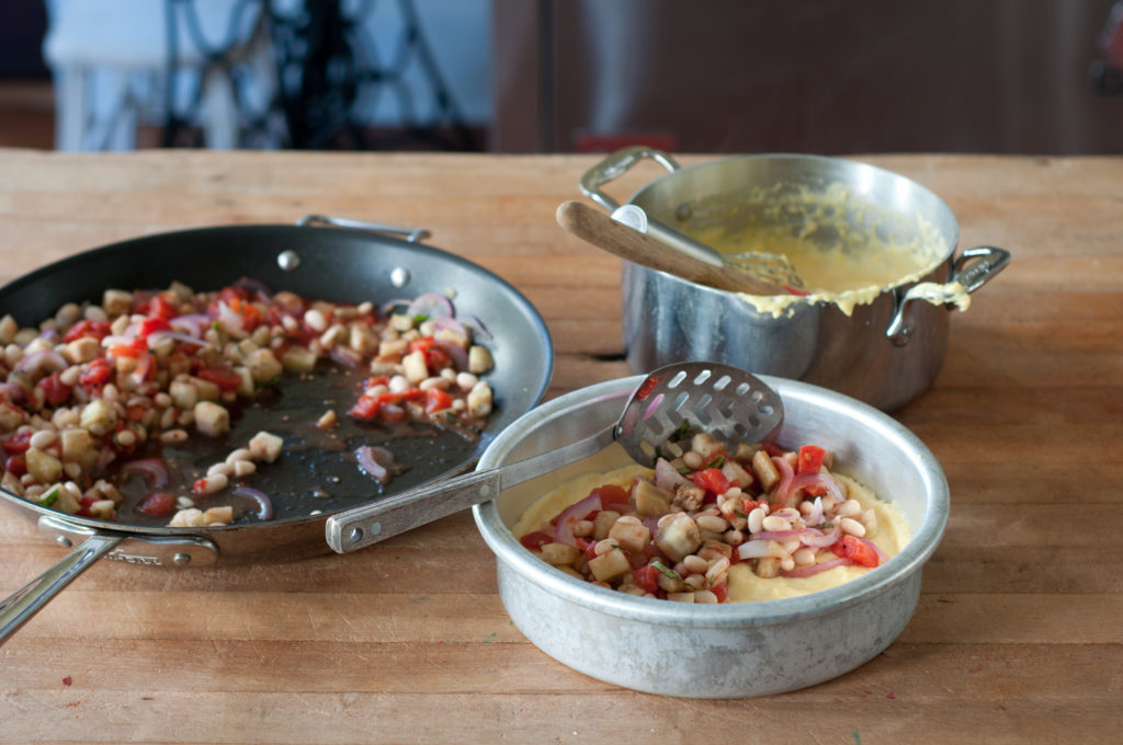 Polenta with Eggplant, Tomatoes and White Beans