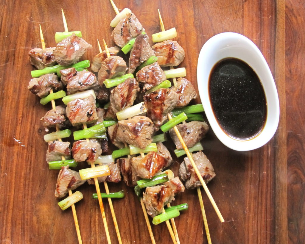 Skewered Beef and Scallions