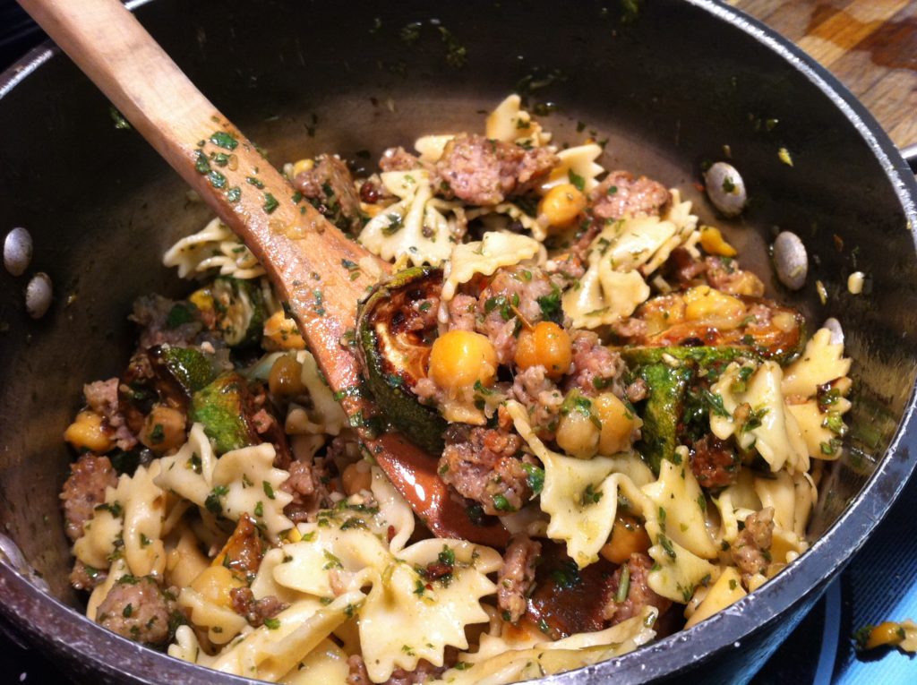 Zucchini and Sausage Pasta with Basil