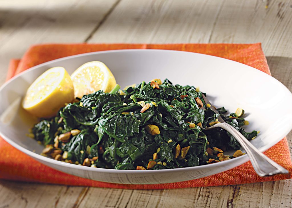 Lemon Spinach with Toasted Pistachios Image