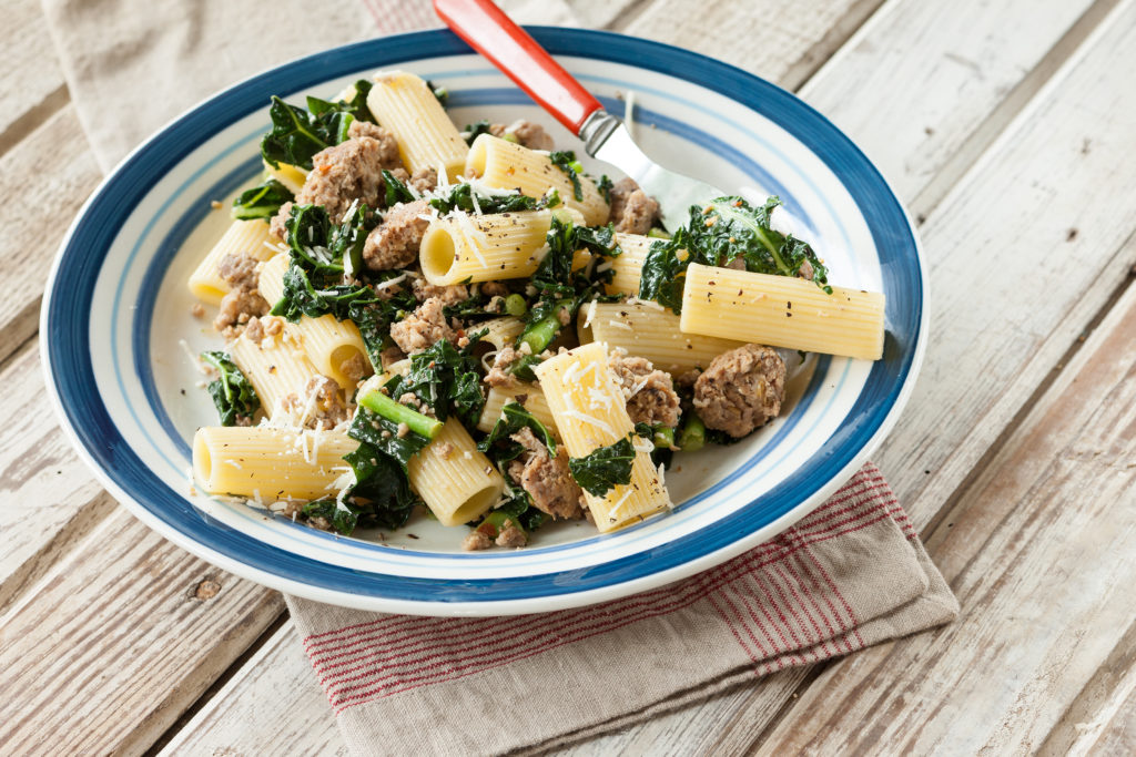 Rigatoni with Sausage and Kale