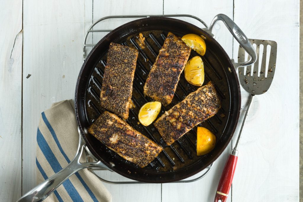 Soy-Marinated Pepper-Crusted Salmon