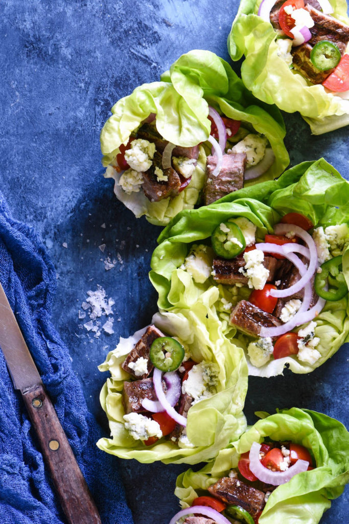 Steak Lettuce Wraps with Blue Cheese